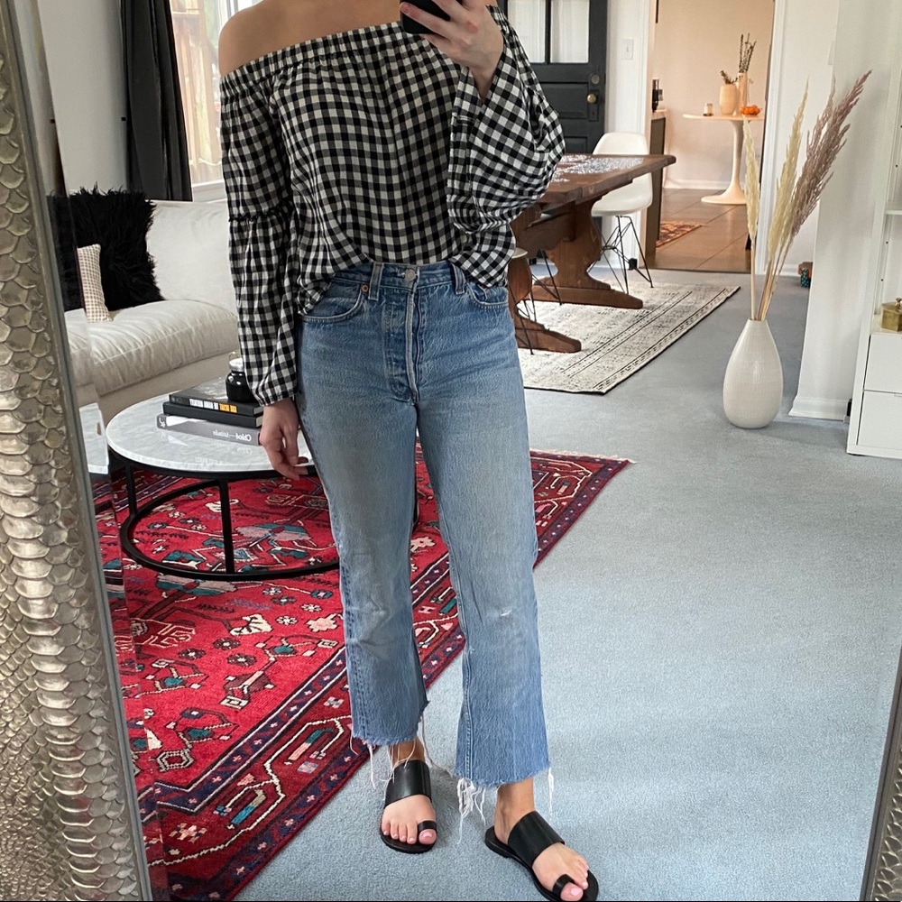 NOT FOR SALE Gingham Off The Shoulder Top - Picture 3 of 4